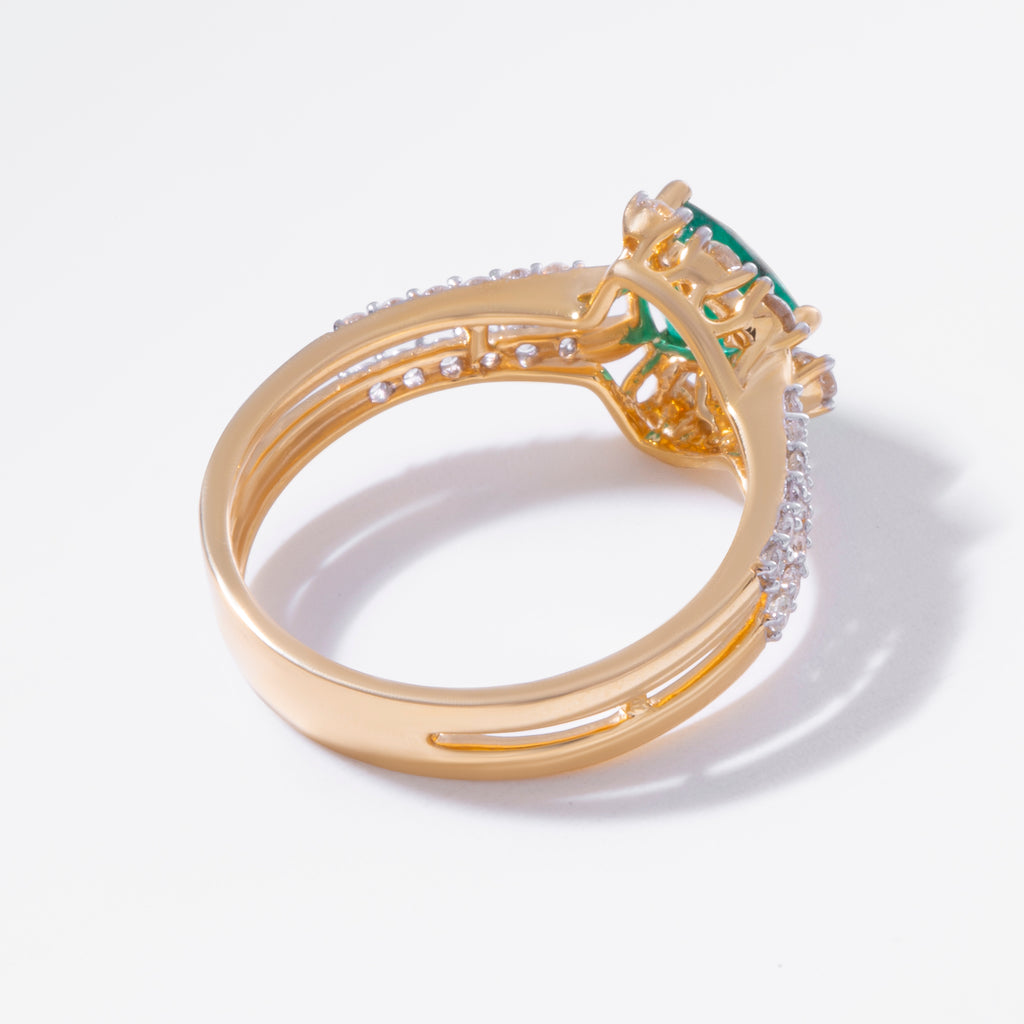 14K Yellow Gold Emerald Diamond Ring