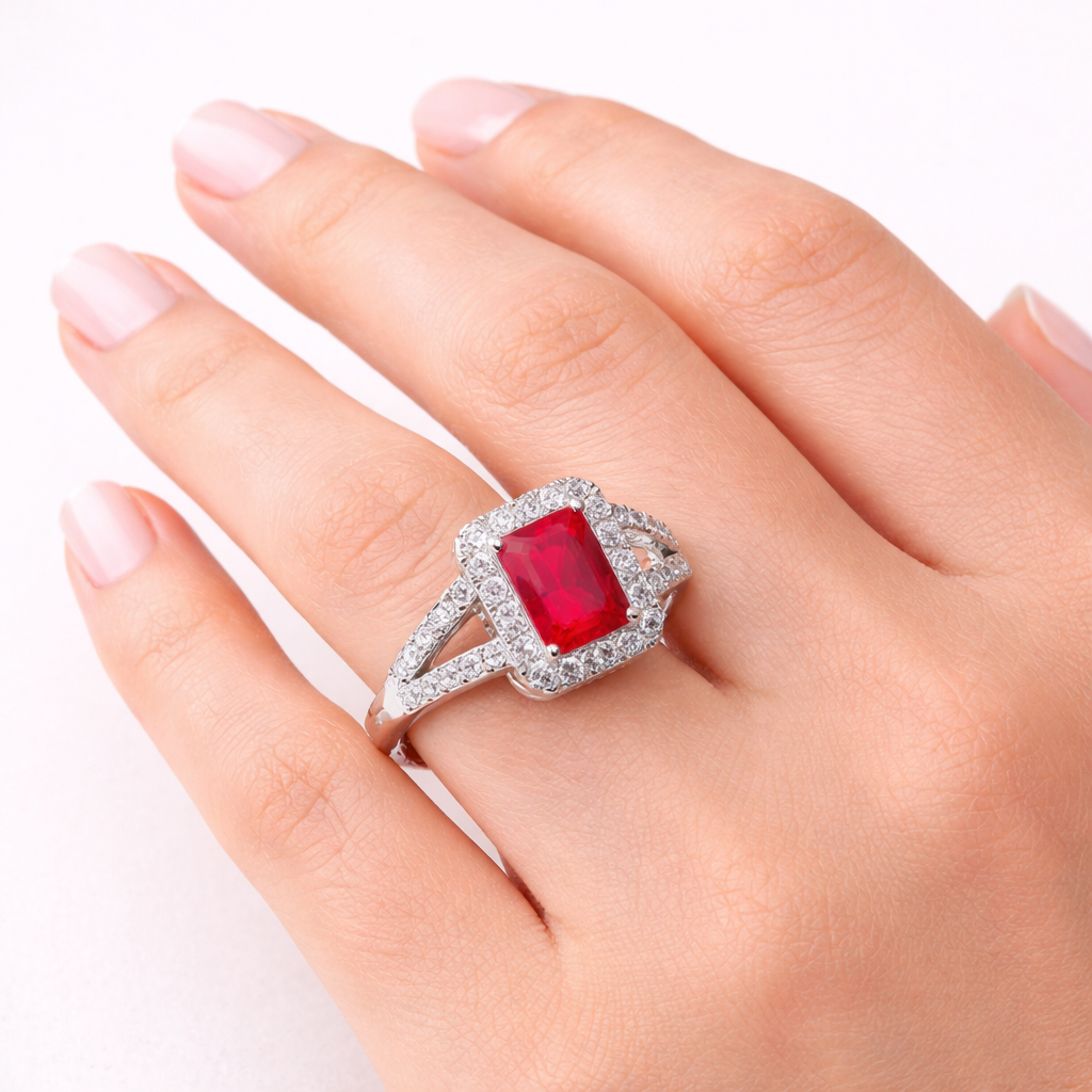 Rivaan Ruby Halo Ring