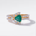 14K Yellow Gold Emerald Diamond Ring