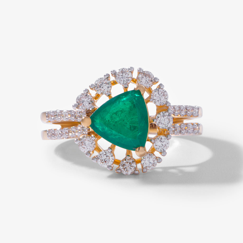 Trinity Emerald Halo Ring