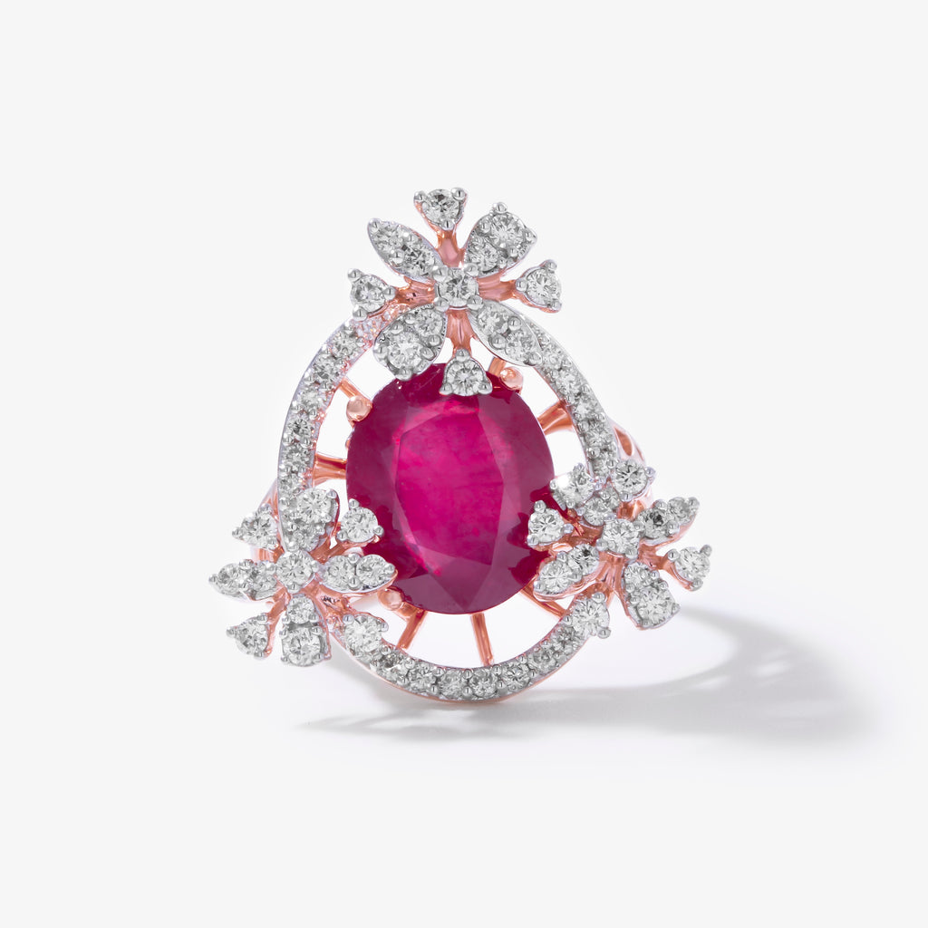 Imperial Ruby Bloom Diamond Ring