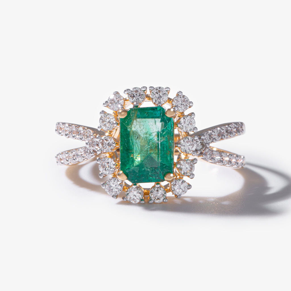 Verdant Halo Emerald Diamond Ring