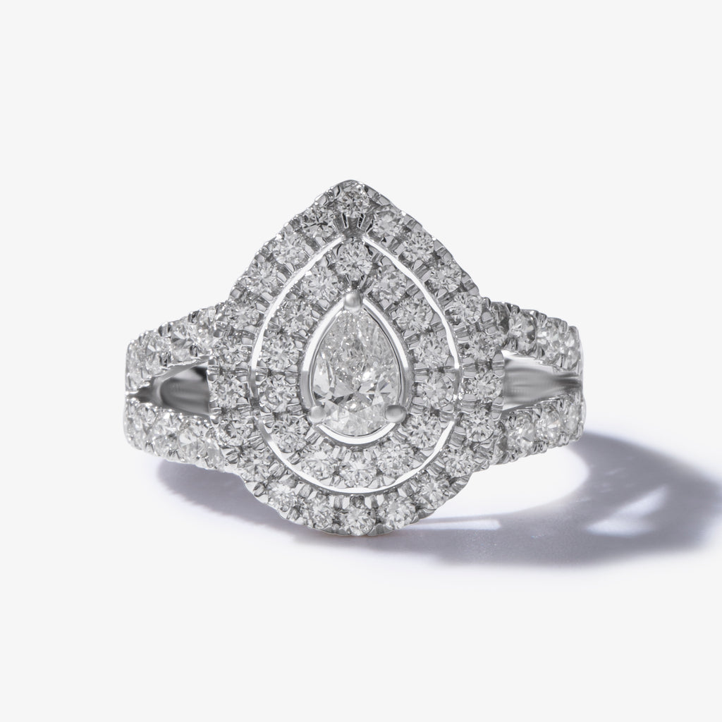 Advika Pear Halo Diamond Ring