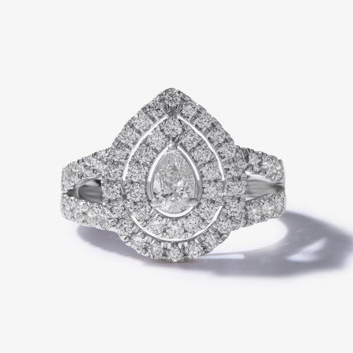 Advika Pear Halo Diamond Ring